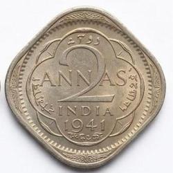 British India 2 Anna 1941 George VI Rare UNC Coin #Z-184