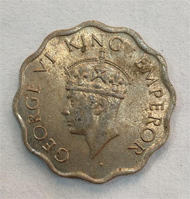 British India One Anna 1947 George VI Rare UNC Coin #Z-185