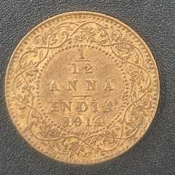 British India 1/12 Anna 1914 George V Rare Coin #Z-192