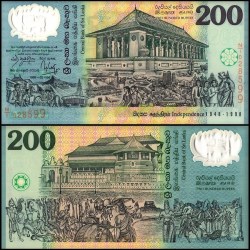 Shri Lanka 200 Rupees 1998, Rare UNC Commemorartive Polymer Note with Beautiful Folder - CARD
