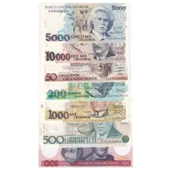 Brazil 7 Different Denomination Rare UNC Set(7 Pcs)
