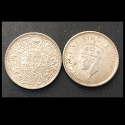 India - British ½ Rupee 1940 - George VI Rare Silver UNC Coin