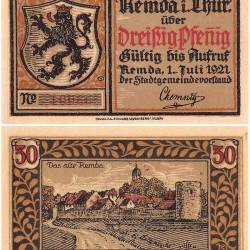 Germany Remda 30 50 Pfennig Notgeld Set 1921 Mehl 11151c UNC and Rare