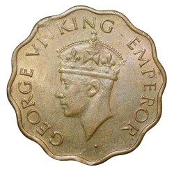 Nickel-Brass 1 Anna of George VI (AD 1943) of Bombay Mint About UNC Grade