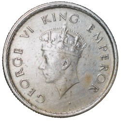 Silver 1/2 Rupee of George VI (AD 1939) of Calcutta Mint Head Type I Rare