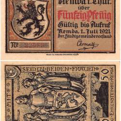 Germany Remda 50 Pfennig Notgeld Set 1921 Mehl 11151c UNC and Rare