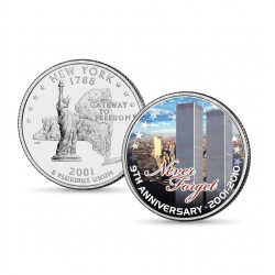 World Trade Center 9th Anniversary 2010 New YORK Colorized Rare U.S. Mint Coin Set with Wooden BOX ; Cover and Certificate