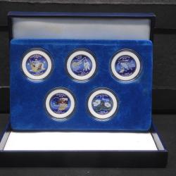 2002 State Quarter Dollars (TN/ Oh/La/In/Ms) Colorized Rare Morgan Mint 5Pcs Coins Set with Wooden BOX ; Cover and Certificate