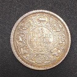 British-India ¼ Rupees 1916 (George V) Rare Silver Coin