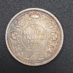 British-India ¼ Rupees 1918 (George V) Rare Silver Coin