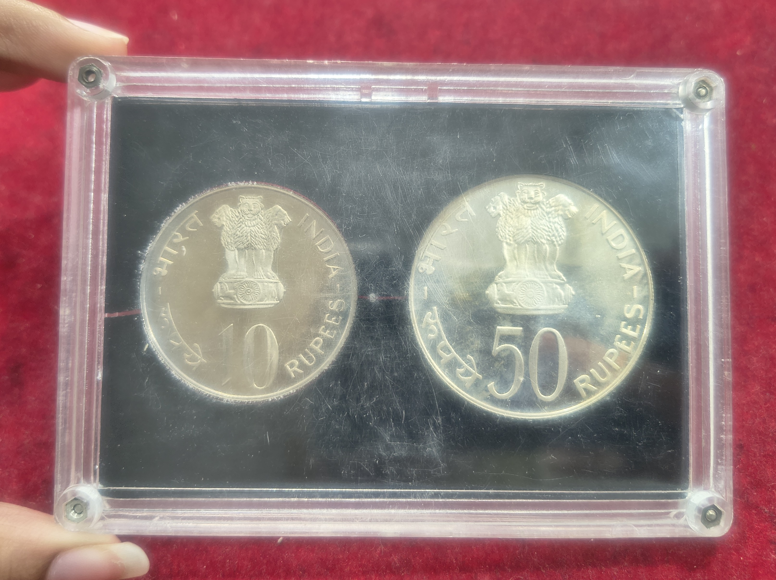 1974 Planned Families ; Food for all ( 2 proof Coins Set) Bombay Mint Rare Set without Cover