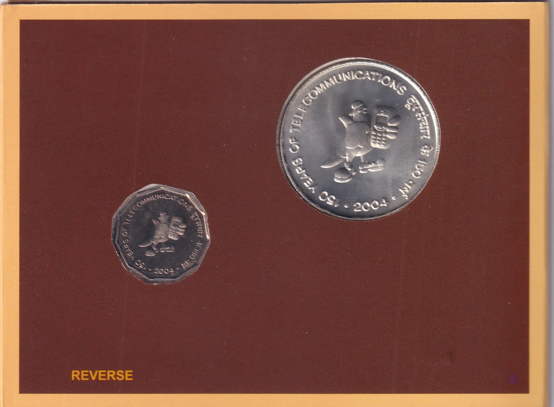 150 Years of Telecommunications -2004 Rare Kolkata UNC 2 Coin Set