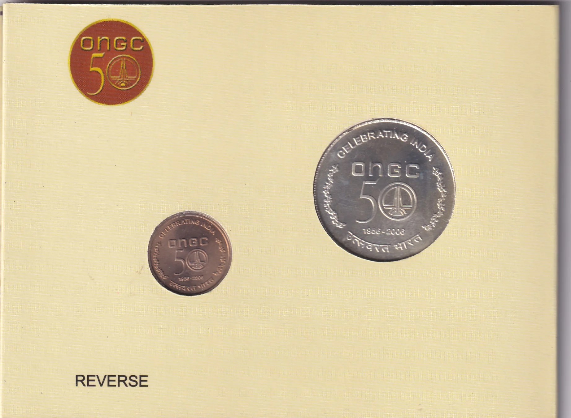 50 Years of ONGC 2006 Rare Kolkata Mint UNC 2 Coin Set