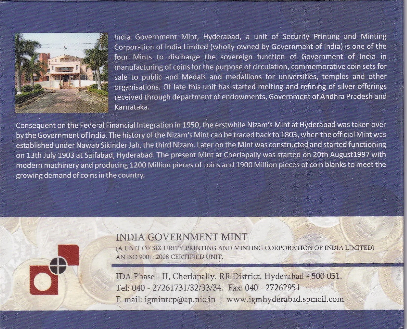 100 Years of Civil Aviation 1911-2011 Rare commemorative Hyderabad Mint UNC Coin Set