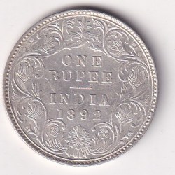 1892 One Rupees Victoria British India Silver UNC Extremely Rare Coin #13