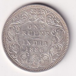 1886 One Rupees Victoria British India Silver UNC Extremely Rare Coin #23
