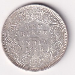 1888 One Rupees Victoria British India Silver UNC Extremely Rare Coin #43
