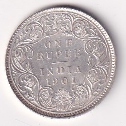 1901 One Rupees Victoria British India Silver UNC Extremely Rare Coin #83