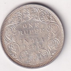 1890 One Rupees Victoria British India Silver UNC Extremely Rare Coin #74