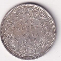 1876 One Rupees Victoria British India Silver UNC Extremely Rare Coin #84