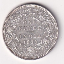 1885 One Rupees Victoria British India Silver UNC Extremely Rare Coin #25