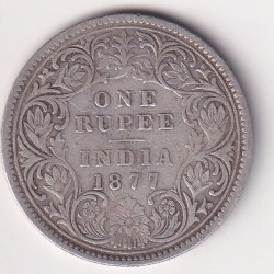 India - British 1 Rupee 1977 - Victoria Rare Silver Coin #66