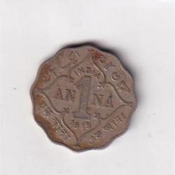 British India 1 Anna 1919 George V Rare Coin #AA-117