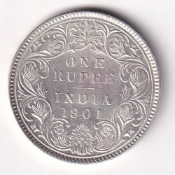 BITISH - INDIA 1 RUPEES 1901 - VICTORIA RARE SILVER HIGH GRADE UNC COIN