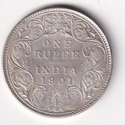 BITISH - INDIA 1 RUPEES 1901 - VICTORIA RARE SILVER HIGH GRADE UNC COIN