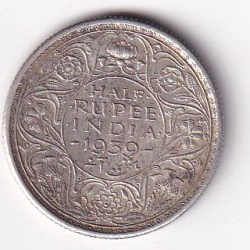 British India ½ Rupee 1939 (George VI) (Second Head) Rare Silver Coin