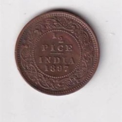 British-India ½ Pice 1897 Victoria Almost UNC High Grade Rare Coin