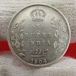 Rare Edward VII King Emperor One Rupee India Silver Coin Year 1904 Calcutta Mint British of India