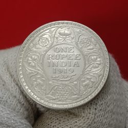 George V One Rupee Silver Coin Year 1919 Bombay Mint British of India