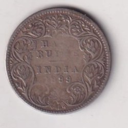 India - British ½ Rupee 1899 - Victoria Rare Silver Coin