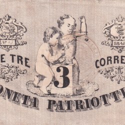 Italy (Venice) 3 Lire 1848 Rare Note #B2