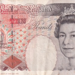 England 10 Pounds - Elizabeth II Charles Dickens Rare Note #B2
