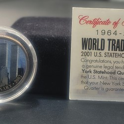 World Trade Center (1ST Anniversary ) 2001 New YORK Colorized Rare U.S. Mint Coin Set with Wooden BOX ; Cover and Certificate