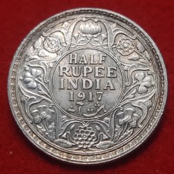 Half Rupee George V 1917 Bombay UNC Condition