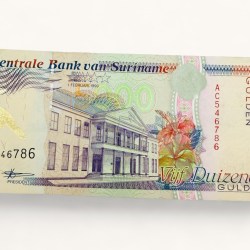 Suriname 5000 Gulden World Banknote Ending 786 UNC Banknote Unique and Rare