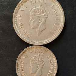 Silver British India King and emperor George vi Denominaton 1₹ -1/2₹ Year 1942 Same and similar set are available