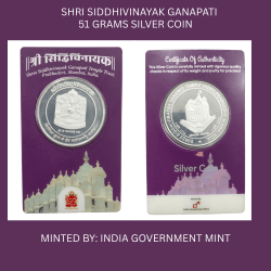 Shri Siddhivinayak Ganapati Minted by : India Government Mumbai Mint ( 51 Gram Silver ) UNC Coin