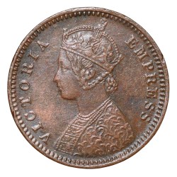 Copper 1/12 Anna of Victoria Empress (AD 1897) of Calcutta Mint Bust Type B Inverted 'V' Beautiful Grade Rare