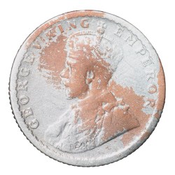 Silver 1/4 Rupee of George V (AD 1917) of Calcutta Mint Scarce
