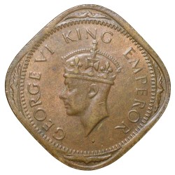 Nickel-Brass 2 Annas of George VI (AD 1943) of Bombay Mint Head Type II Beautiful Grade