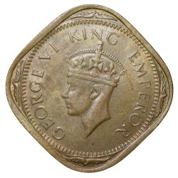 Nickel-Brass 2 Annas of George VI (AD 1943) of Bombay Mint Head Type II Beautiful Grade
