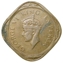 Nickel-Brass 2 Annas of George VI (AD 1943) of Bombay Mint Head Type II