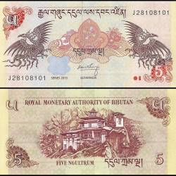 Bhutan 5 Ngultrum World Banknote 2015 P28c UNC Issue Unique and Rare