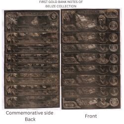 First Gold Bank Notes of Belize Collection Rare 8 Different Commemorative ( 8 Note Set)