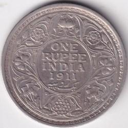1911 SIlver One Rupee George V British India Collector Choice Extra Fine Rare Coin