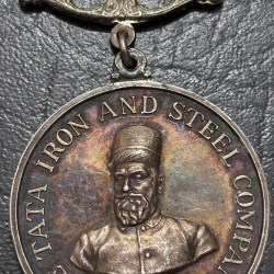 Extremely Rare Silver Medal Tata Iron and Steel Company Long Service Award to M K PAPU Weight 46 Grams